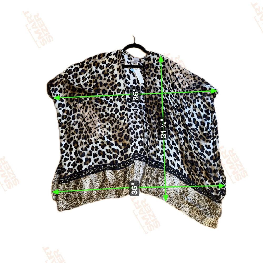 NWT Chicos Leopard Fusion Ruana One Size Open Front Kimono Old Money Mob Wife - Picture 3 of 10